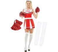 Funidelia | Disfraz de Animadora con pompón y Calcetines para Mujer Cheerleader & Fútbol Americano - Disfraz para Adultos y Divertidos Accesorios para Fiestas, Carnaval y Halloween - Talla M