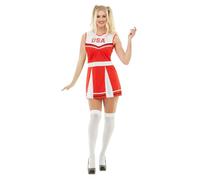 Funidelia Disfraz de animadora para mujer, Incluye vestido Cheerleader de Fútbol Americano, Talla L - Traje para adultos para fiestas, Carnaval y Halloween