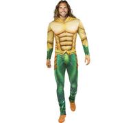 Funidelia | Disfraz de Aquaman para hombre Superhéroes, DC Comics, Liga de la Justicia - Disfraz para adultos y divertidos accesorios para Fiestas, Carnaval y Halloween - Talla S - Dorado