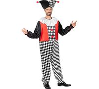 Funidelia | Disfraz de arlequín para hombre Payaso, Circo, Original y Divertido - Disfraz para adultos y divertidos accesorios para Fiestas, Carnaval y Halloween - Talla XXL - Negro