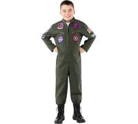 Funidelia Disfraz de aviador de Top Gun para niño, Licencia Oficial, Talla 5-6 años Piloto, Aviador - Traje para niños para fiestas, Carnaval y Halloween