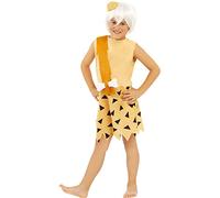 Funidelia | Disfraz de Bam-Bam - Los Picapiedra para niño The Flintstones, Cavernícolas - Disfraz para niños y divertidos accesorios para Fiestas, Carnaval y Halloween - Talla 7-9 años - Naranja
