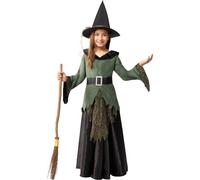 Funidelia Disfraz de Bruja Deluxe para Niña con Chaqueta, Falda, cinturón y Sombrero, Traje de Hechicera Maga Infantil, Disfraces de Carnaval, Halloween y Fiestas - Talla 3-4 años