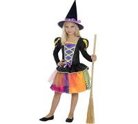 Funidelia | Disfraz de bruja mágica para niña Brujas, Magos, Halloween, Terror - Disfraz para niños y divertidos accesorios para Fiestas, Carnaval y Halloween - Talla 7-9 años - Negro