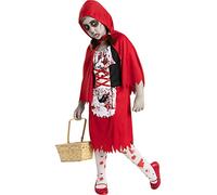 Funidelia | Disfraz de Caperucita roja zombie para niña Muerto Viviente, Terror - Disfraz para niños y divertidos accesorios para Fiestas, Carnaval y Halloween - Talla 5-6 años - Rojo