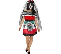 Funidelia | Disfraz de Catrina Mexicana para mujer Catrina, Dia de los Muertos, Terror - Disfraz para adultos y divertidos accesorios para Fiestas, Carnaval y Halloween - Talla S - Negro