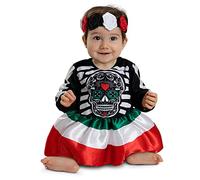 Funidelia | Disfraz de catrina para bebé Calavera mexicana, Día de los muertos, Terror - Disfraz para bebé y divertidos accesorios para Fiestas, Carnaval y Halloween - Talla 0-6 meses - Negro