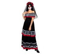 Funidelia Disfraz de Catrina para mujer con diadema con flores y velo, Traje de Día de los Muertos para adultos, Disfraces de Carnaval, Halloween y Fiestas - Talla S