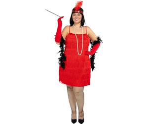 Funidelia | Disfraz de charlestón años 20 Rojo para Mujer Talla XXL Años 20, Cabaret, Gángster, Décadas - Color: Rojo - Divertidos Disfraces y complementos