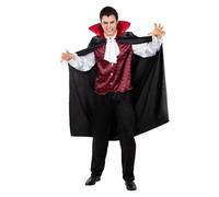 Funidelia Disfraz de Conde Drácula para hombre, Incluye pantalón, camisa con pechera y capa, Talla S, Terror - Traje para adultos para fiestas, Carnaval y Halloween