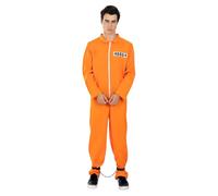 Funidelia Disfraz de Convicto Naranja para Hombre con esposas, Mono de Preso para Adulto Prisionero Delincuente, Disfraces de Carnaval, Halloween y Despedidas - Talla S - M