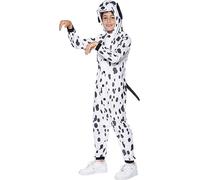 Funidelia | Disfraz de dálmata onesie para niño y niña Animales, Cachorro - Disfraz para niños y divertidos accesorios para Fiestas, Carnaval y Halloween - Talla 7-9 años - Blanco