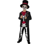 Funidelia | Disfraz de Día de los Muertos esqueleto para niño Calavera mexicana, Halloween, Día de los muertos - Disfraz para niños para Carnaval y Halloween - Talla 7-9 años - Negro