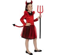 Funidelia | Disfraz de diablesa para niña Demonio, Diablo, Terror - Disfraz para niños y divertidos accesorios para Fiestas, Carnaval y Halloween - Talla 5-6 años - Rojo