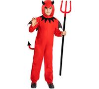 Funidelia | Disfraz de diablo con tridente para niño Demonio, Diablo, Halloween, Terror - Disfraz para niños y divertidos accesorios para Fiestas, Carnaval y Halloween - Talla 10-12 años - Rojo