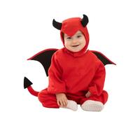 Funidelia Disfraz de Diablo para Bebé con mono, capucha, alas y cola, Traje de Demonio, Disfraces de Halloween y Carnaval - Talla 6-12 meses