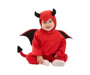Funidelia Disfraz de Diablo para Bebé con mono, capucha, alas y cola, Traje de Demonio, Disfraces de Halloween y Carnaval - Talla 0-6 meses
