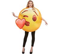 Funidelia | Disfraz de Emoji beso de corazón para hombre y mujer Emoticono - Disfraz para adultos y accesorios para Fiestas, Despedida de Soltero, Carnaval y Halloween - Talla única - Amarillo