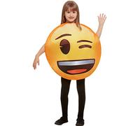 Funidelia | Disfraz de Emoji guiñando un Ojo Oficial para niño y niña Talla 6-12 años Emoticono, Whatsapp, Original y Divertido - Color: Amarillo - Licencia: 100% Oficial