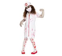 Funidelia Disfraz de Enfermera Zombie para Niña con vestido, cofia y mascarilla, Traje de Muerto Viviente Infantil, Disfraces de Carnaval, Halloween y Fiestas - Talla 5-6 años