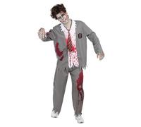 Funidelia Disfraz de estudiante zombie para hombre, Incluye pantalón, chaqueta con camisa simulada y corbata, Muerto Viviente - Traje para adultos para fiestas, Carnaval y Halloween - Talla M