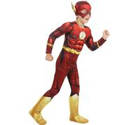 Funidelia | Disfraz de Flash musculoso niño Superhéroes, DC Comics, Justice League - Disfraz para niños y divertidos accesorios para Fiestas, Carnaval y Halloween - Talla 5-6 años - Rojo