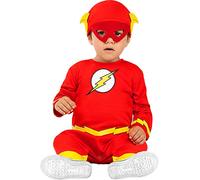 Funidelia | Disfraz de Flash Oficial para bebé Talla 6-12 Meses Superhéroes, DC Comics, Justice League - Color: Rojo - Licencia: 100% Oficial - Divertidos Disfraces y complementos