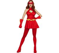 Funidelia | Disfraz de Flash para mujer Superhéroes, DC Comics, Justice League - Disfraz para adultos y divertidos accesorios para Fiestas, Carnaval y Halloween - Talla L - Rojo