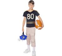 Funidelia | Disfraz de fútbol americano musculoso con accesorios para niño Rugby & Quarterback - Disfraz para niños y divertidos accesorios para Fiestas, Carnaval y Halloween - Talla 7-9 años