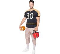Funidelia | Disfraz de fútbol Americano musculoso para Hombre Rugby, Quarterback, Fútbol Americano - Disfraz para Adultos Accesorios para Fiestas, Carnaval y Halloween - Talla M - Marrón