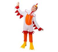 Funidelia Disfraz de Gallina para Niño y Niña con Mono, pantalón, cubrepiés y Capucha, Traje de Animales Infantil Gallo Pollo, Disfraces de Carnaval, Halloween y Fiestas - Talla 5-6 años