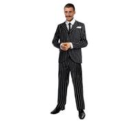 Funidelia Disfraz de gangster negro años 20 para hombre, Chaqueta con pañuelo, pantalón y pechera con corbata incorporada, Cabaret - Traje para adultos para fiestas, Carnaval y Halloween - Talla XL