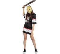 Funidelia | Disfraz de Jason Viernes 13 hockey con machete para mujer Friday the 13th - Disfraz para adultos y divertidos accesorios para Fiestas, Carnaval y Halloween - Talla M - Negro
