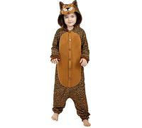 Funidelia | Disfraz de leopardo onesie para niño y niña Animales, Desierto, Selva - Disfraz para niños y divertidos accesorios para Fiestas, Carnaval y Halloween - Talla 3-4 años - Marrón