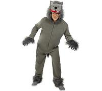 Funidelia | Disfraz de lobo gris para hombre y mujer Hombre Lobo, Lobo Feroz - Disfraz para adultos y divertidos accesorios para Fiestas, Carnaval y Halloween - Talla L - XL - Gris/Plateado
