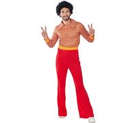 Funidelia | Disfraz de los Años 70 para hombre Música Disco, Abba, Bee Gees, Décadas - Disfraz para adultos y divertidos accesorios para Fiestas, Carnaval y Halloween - Talla M - Naranja