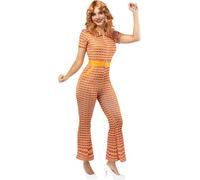Funidelia | Disfraz de los Años 70 para mujer Música Disco, Abba, Bee Gees, Décadas - Disfraz para adultos y divertidos accesorios para Fiestas, Carnaval y Halloween - Talla M - Naranja