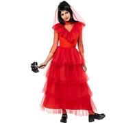 Funidelia | Disfraz de Lydia - Beetlejuice para mujer Tim Burton, Películas de miedo, Terror - Disfraz para adultos y divertidos accesorios para Fiestas, Carnaval y Halloween - Talla S - Rojo