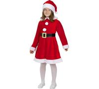 Funidelia Disfraz de Mamá Noel Deluxe para niña, Incluye Vestido, gorrito y cinturón, Navidad - Traje para niños para Fiestas, Carnaval y Halloween - Talla 7-9 años