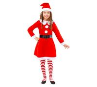 Funidelia Disfraz de Mamá Noel para niña, Incluye vestido, gorrito y cinturón, Navidad - Traje para niños para fiestas, Carnaval y Halloween - Talla 7-9 años
