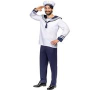 Funidelia | Disfraz de marinero para hombre Capitán de Barco, Grumete, Marina, Profesiones - Disfraz para adultos y divertidos accesorios para Fiestas, Carnaval y Halloween - Talla S - Blanco