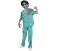 Funidelia | Disfraz de médico zombie para niño Muerto Viviente, Halloween - Disfraz para niños y divertidos accesorios para Fiestas, Carnaval y Halloween - Talla 10-12 años - Blanco