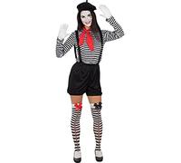 Funidelia | Disfraz de mimo para mujer Payaso, Circo, Original y Divertido - Disfraz para adultos y divertidos accesorios para Fiestas, Carnaval y Halloween - Talla L - XL - Negro
