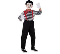 Funidelia | Disfraz de mimo para niño Payaso, Circo - Disfraz para niños y divertidos accesorios para Fiestas, Carnaval y Halloween - Talla 10-12 años - Negro