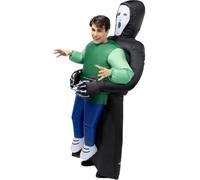 Funidelia | Disfraz de muerte hinchable para hombre Terror, Grim Reaper, Death, Halloween - Disfraz para adultos y divertidos accesorios para Fiestas, Carnaval y Halloween - Talla única - Negro