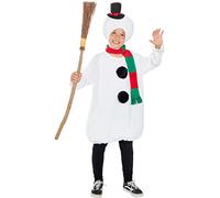 Funidelia | Disfraz de muñeco de nieve para niño y niña Navidad, Snowman - Disfraz para niños y divertidos accesorios para Fiestas, Carnaval y Halloween - Talla 10-12 años - Blanco