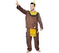 Funidelia | Disfraz de Nativo Deluxe para hombre Nativos, Vaqueros, Western - Disfraz para adultos y divertidos accesorios para Fiestas, Carnaval y Halloween - Talla M - Amarillo