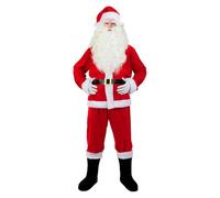 Funidelia Disfraz de Papá Noel Deluxe para hombre, Incluye pantalón, cinturón, chaqueta, cubrebotas y gorro, Navidad - Traje para adultos para fiestas, Carnaval y Halloween - Talla L