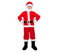 Funidelia Disfraz de Papá Noel Deluxe para niño, Incluye pantalón, camiseta, cinturón, gorro, cubrebotas y barba, Navidad - Traje para niños para fiestas, Carnaval y Halloween - Talla 5-6 años