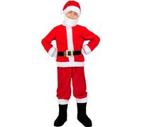 Funidelia | Disfraz de papá noel deluxe para niño Santa Claus, Navidad, Papá Noel - Disfraces para niños, accesorios para Fiestas, Carnaval y Halloween - Talla 5-6 años - Rojo